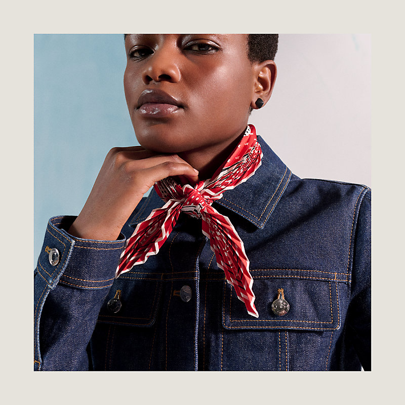 Brides de Gala pleated bandana 55 - Red | Hermès Mainland China